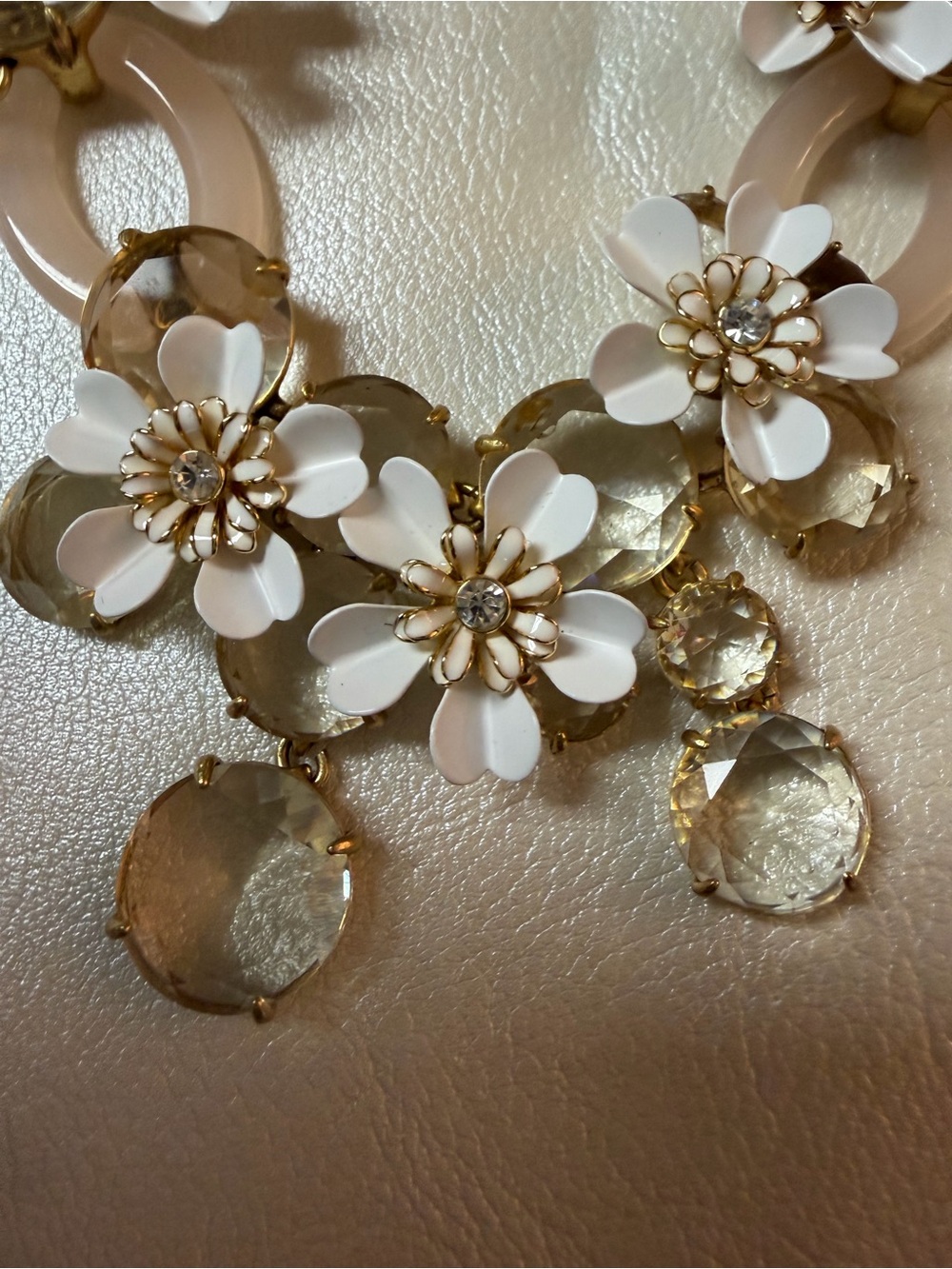 J. Crew White and Gold Floral Ribbon Necklace - Picture 2 of 7